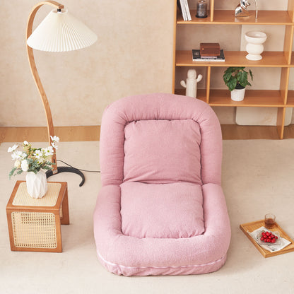 Triple Fold Pink Down Sofa Bed - Pink