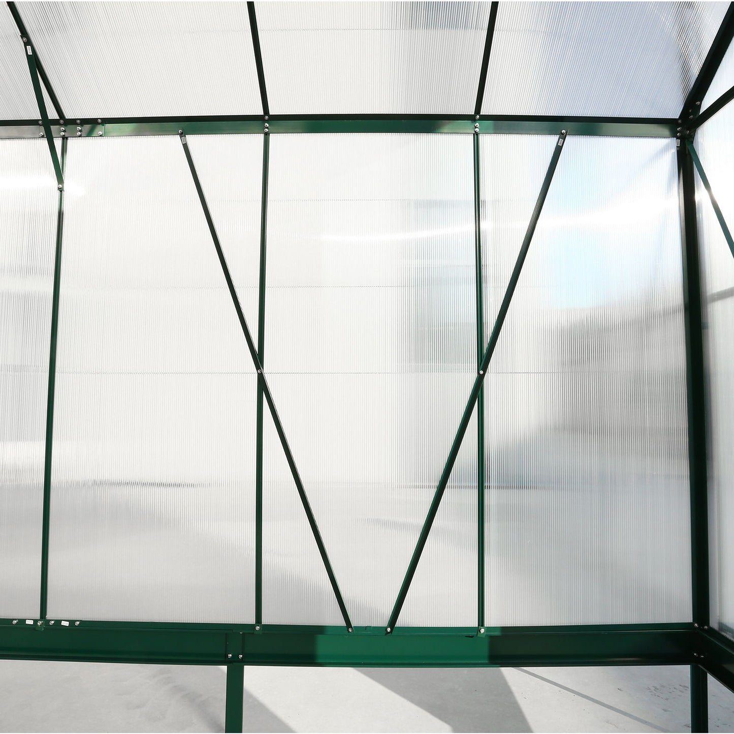 6.3'*10.2'*7' Polycarbonate Greenhouse, Heavy Duty Outdoor Aluminum Walk-In Green House Kit With Rain Gutter, Vent And Door For Backyard Garden - Green