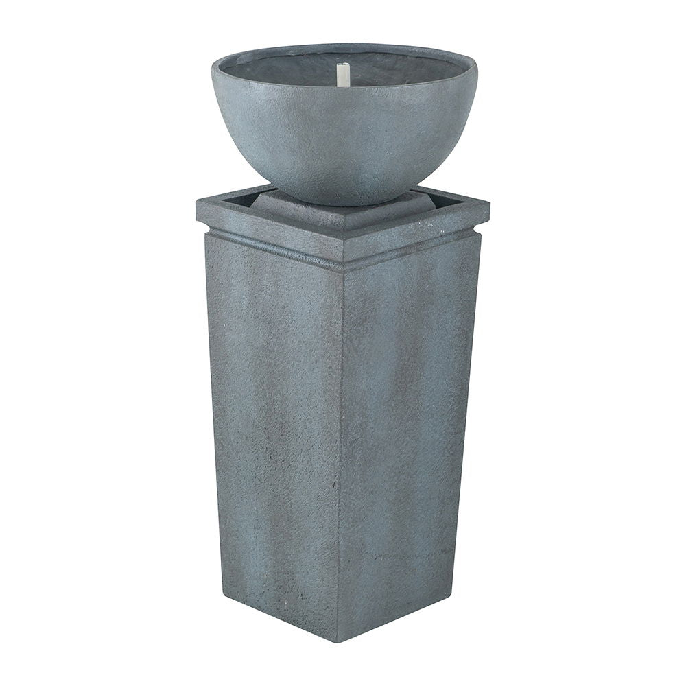 16.3" Polyresin Zen Bowl Water Fountain, Outdoor Bird Feeder / Bath Fountains, Relaxing Water Feature For Garden Lawn Backyard Porch - Gray