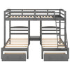 Full Over Twin & Twin Bunk Bed, Triple Bunk Bed With Drawers - Gray