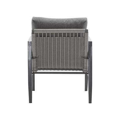 Modern Aluminum Lounge Chair With Rope Accents And Cushions For Indoor And Outdoor Spaces - Gray