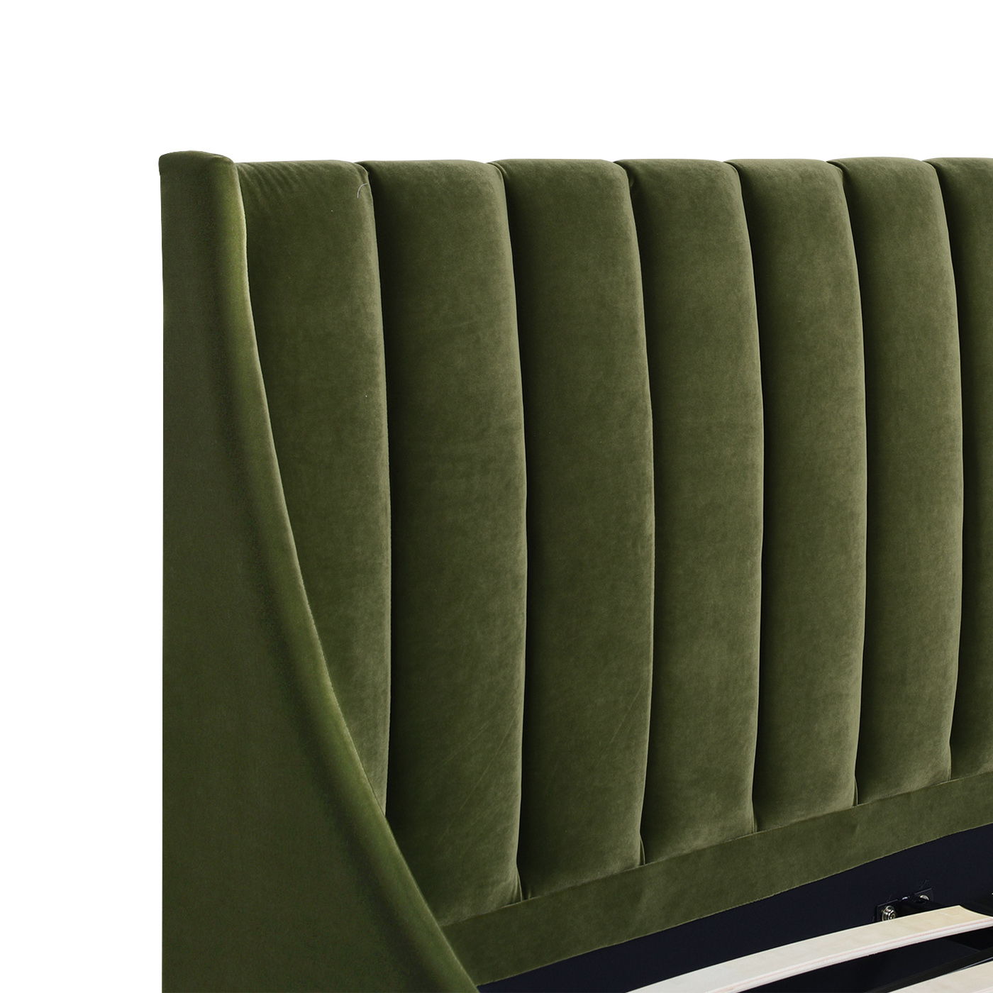 Aspen - Queen Vertical Tufted Modern Headboard Platform Bed Set - Olive Green