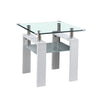 Clear Glass Top Side Table, End Table, Modern Design For Home - White
