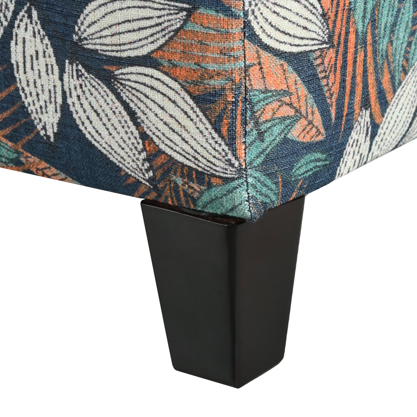 Elegant Flower Pattern Storage Ottoman With Soft Upholstery And Wood Frame - Flower