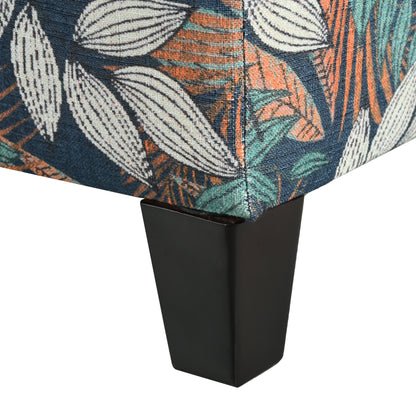 Elegant Flower Pattern Storage Ottoman With Soft Upholstery And Wood Frame - Flower