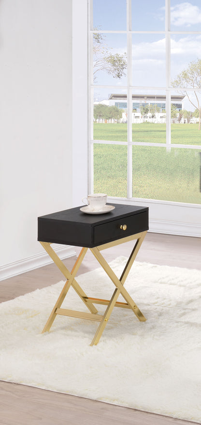 Coleen - Accent Table - Black / Brass