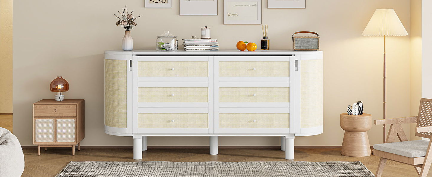 Queen Murphy Bed With Hidden Storage & Modern Woven Design - White