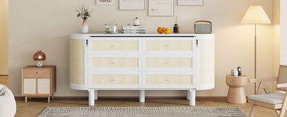 Queen Murphy Bed With Hidden Storage & Modern Woven Design - White
