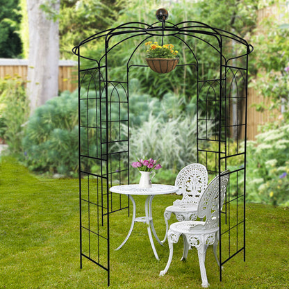 Metal Garden Arch Iron Garden Arbors Gazebo Dia High Birdcage Shape Pergola Pavilion For Wedding Ceremony Outdoor - Black