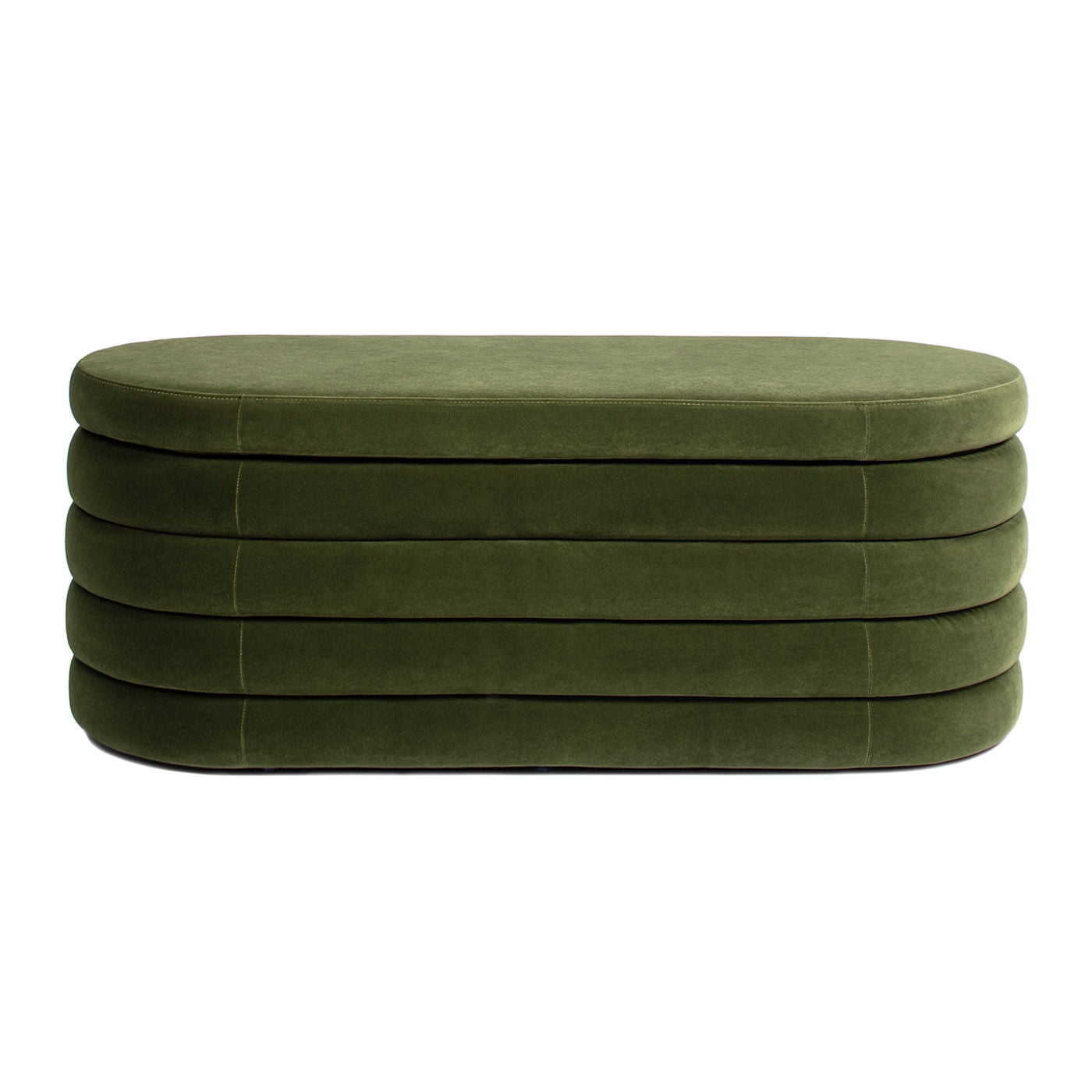 Fuji - Upholstered Oval Storage Bench - Olive Green
