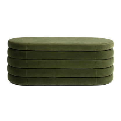 Fuji - Upholstered Oval Storage Bench - Olive Green