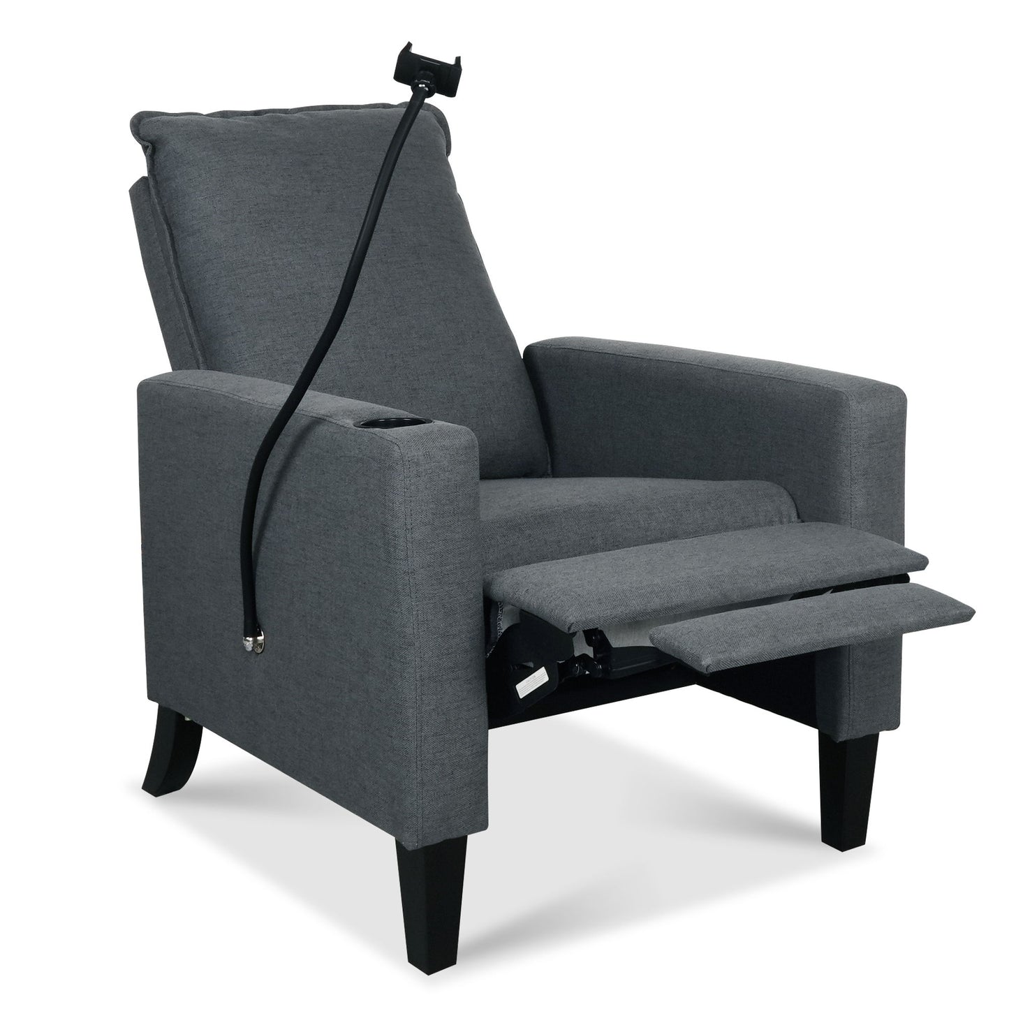 Recliner Chairs For Adults, Adjustable Recliner Sofa With Mobile Phone Holder & Cup Holder, Modern Reclining Chairs Fabric Push Back Recliner Chairs For Living Room, Bedroom - Gray