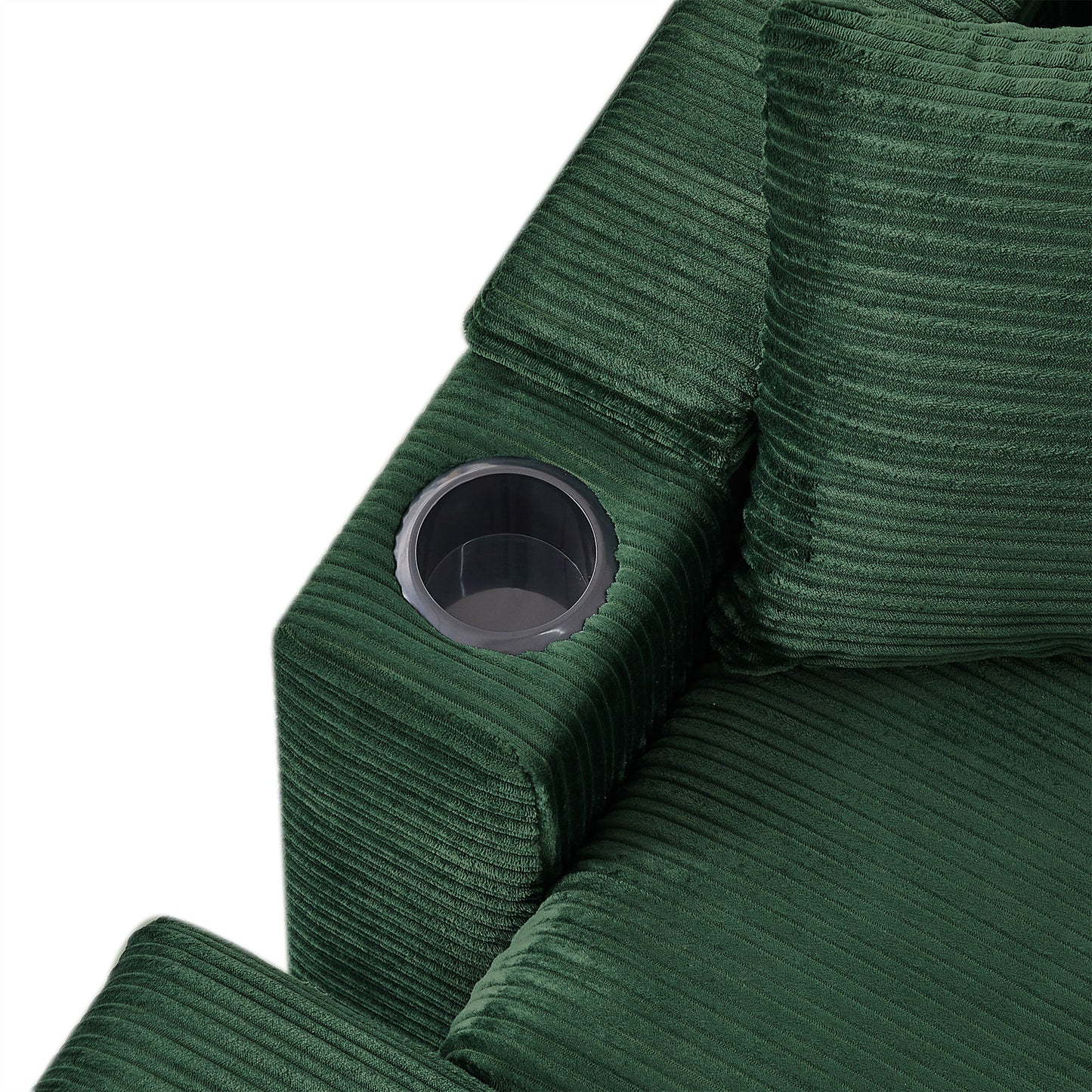 Modern Style Single Sofa Sofa Couch With Storage Space, A Movable Ottoman, Two USB Ports, Two Cup Holders, A Phone Holder For Living Room - Green