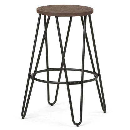 Simeon - Counter Height Stool With Wood Seat (Set of 2) - Cocoa Brown / Black