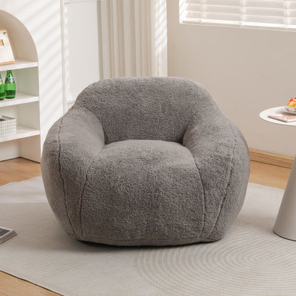 Giant Bean Bag Chair For Adults, Spacious Memory Foam Bean Bag Sofa With Armrests Teddy Fabric, Comfy Seating For Living Room Or Bedroom - Light Gray