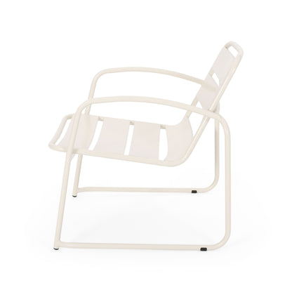Outdoor Accent Chair With Metal Frame - White