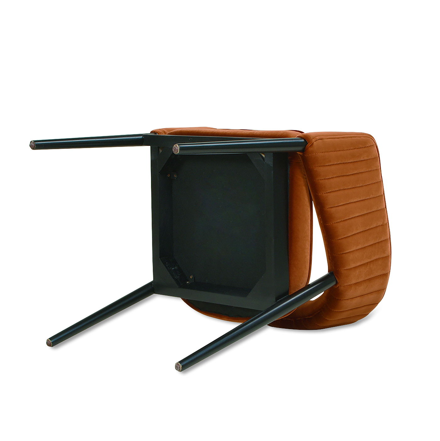 Mirah - Modern Open Barrel Dining Chair - Burnt Orange