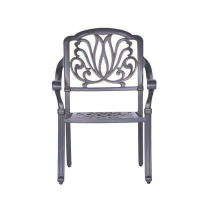 Patio Outdoor Aluminum Dining Armchair With Cushion (Set of 2) - Cast Silver
