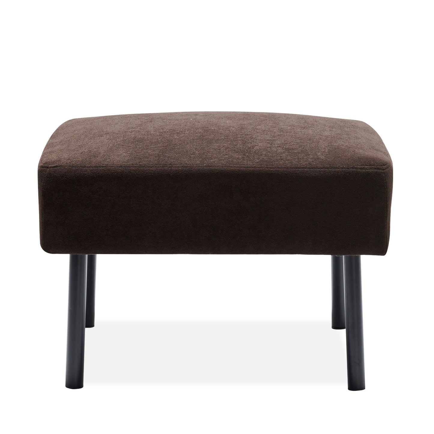 Modern L Shaped 3 Seater Polyester Fabric Sofa With Ottoman, Upholstered Couch For Small Spaces - Brown