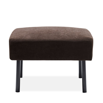Modern L Shaped 3 Seater Polyester Fabric Sofa With Ottoman, Upholstered Couch For Small Spaces - Brown