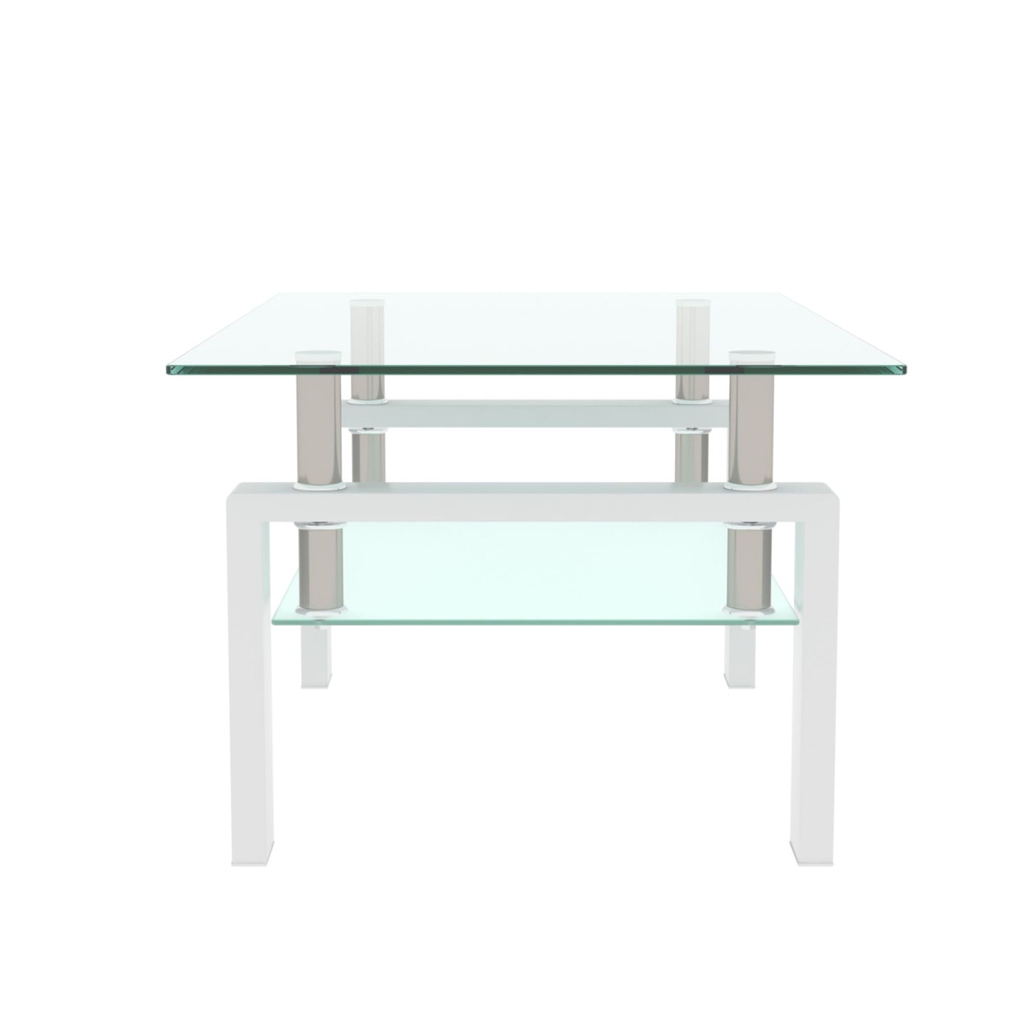 Clear Coffee Table, Modern Side Center Tables - White