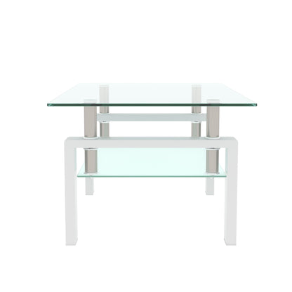 Clear Coffee Table, Modern Side Center Tables - White