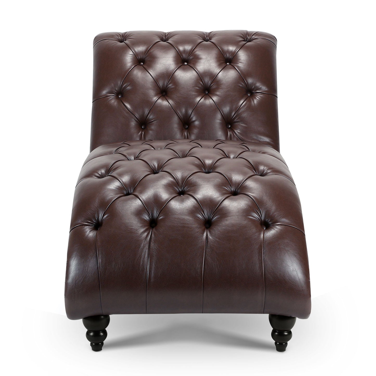 Tufted Armless Chaise Lounge - Dark Brown