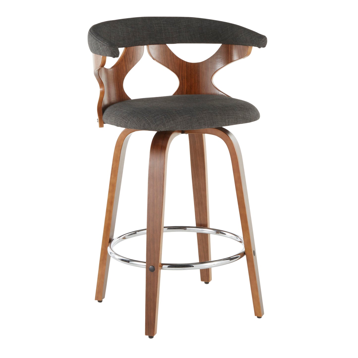 Gardenia - Mid-Century Modern Counter Stool (Set of 2) - Walnut / Charcoal