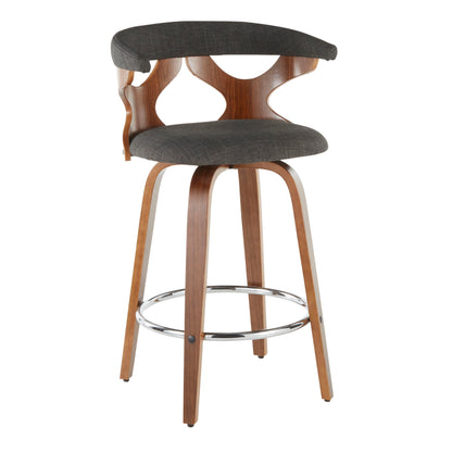 Gardenia - Mid-Century Modern Counter Stool (Set of 2) - Walnut / Charcoal