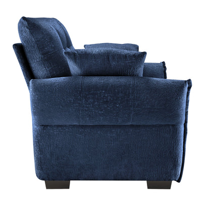 Modern Ergonomic Single Seater Sofa With High Resilience Support Cushions And Throw Pillows - Blue
