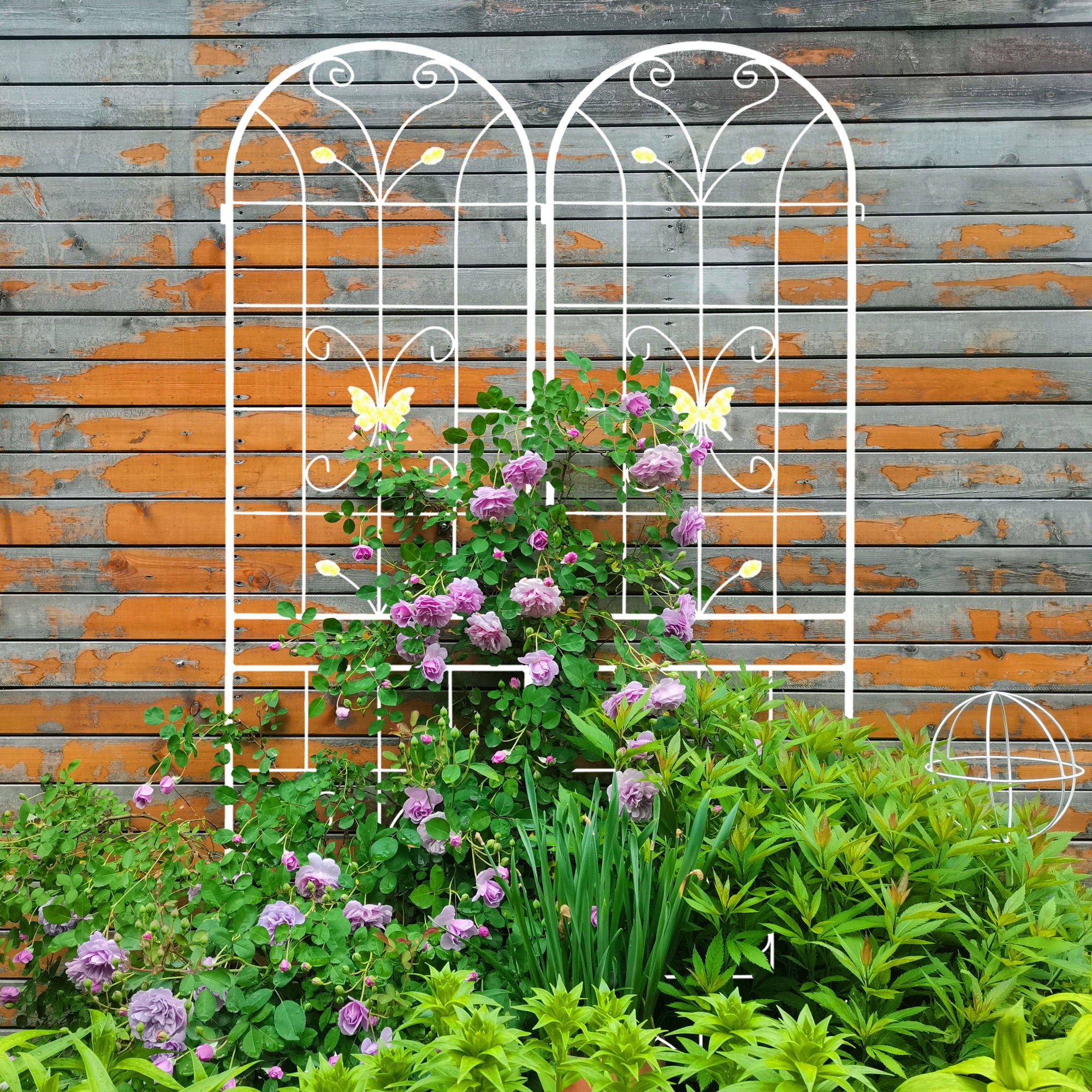 4 Pack Garden Metal Trellis Rustproof Trellis For Climbing Plants Outdoor Flower Support - Cream White