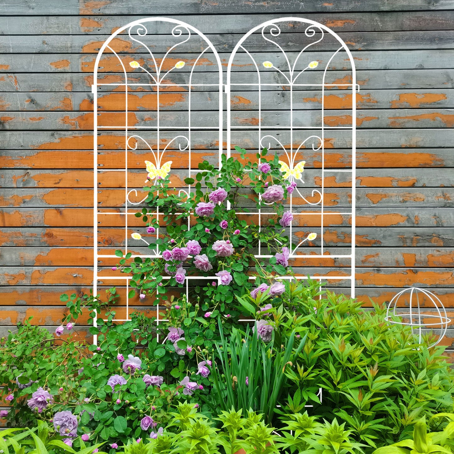 2 Pack Garden Metal Trellis Rustproof Trellis For Climbing Plants Outdoor Flower Support - Cream White
