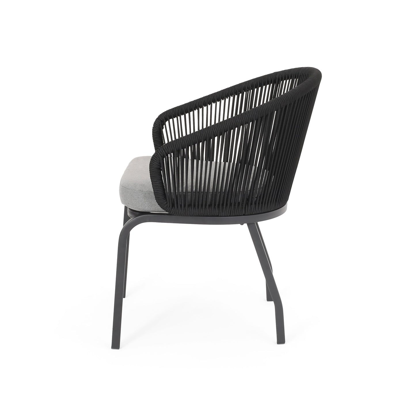 Outdoor Accent Chair With Rope Weave And Metal Frame (Set of 2) - Gray