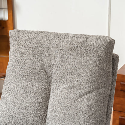 Accent Rocking Chair & Footrest High Back Rubber Wood Rocking Legs Bedroom Living Space - Gray
