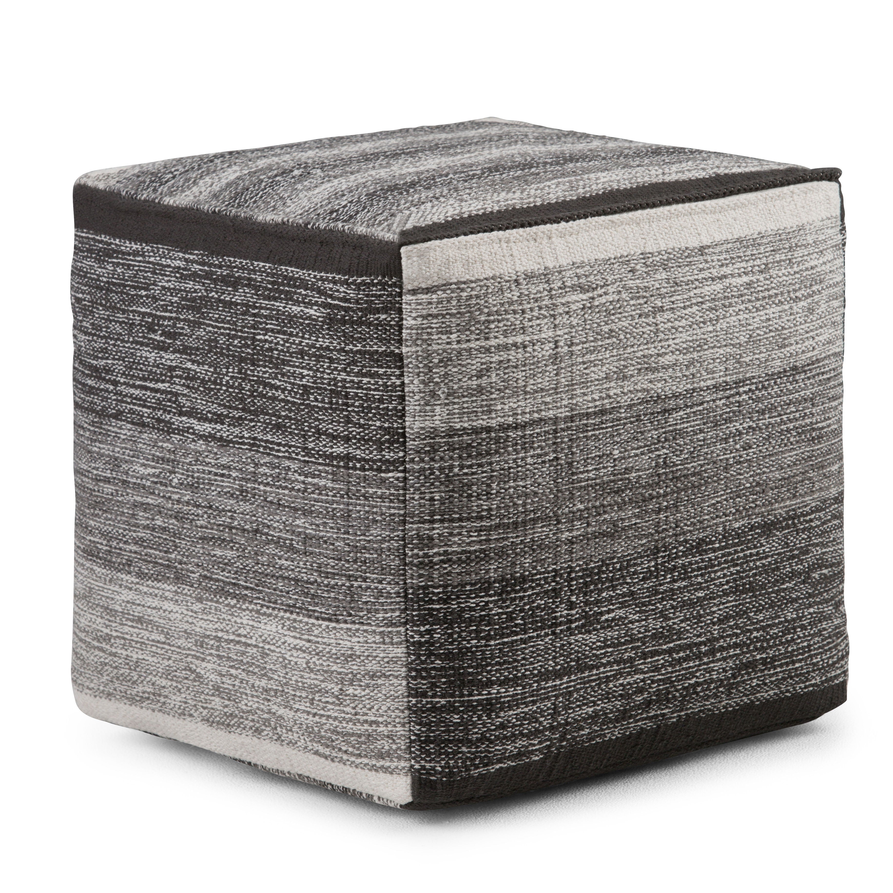 Naya - Cube Pouf - Patterned Gray Melange