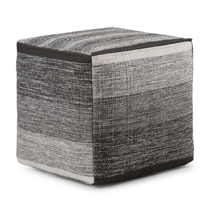 Naya - Cube Pouf - Patterned Gray Melange