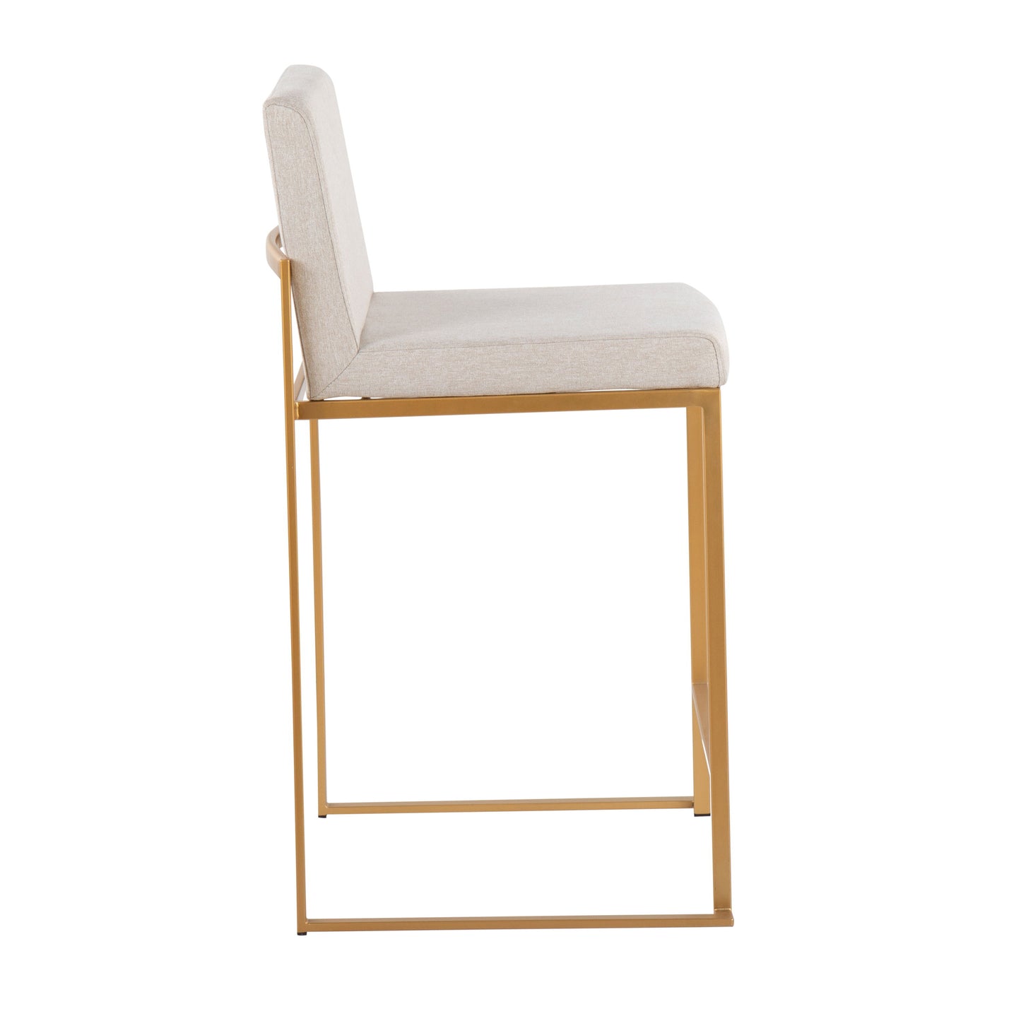Fuji - Contemporary High Back Counter Stool (Set of 2) - Gold / Beige