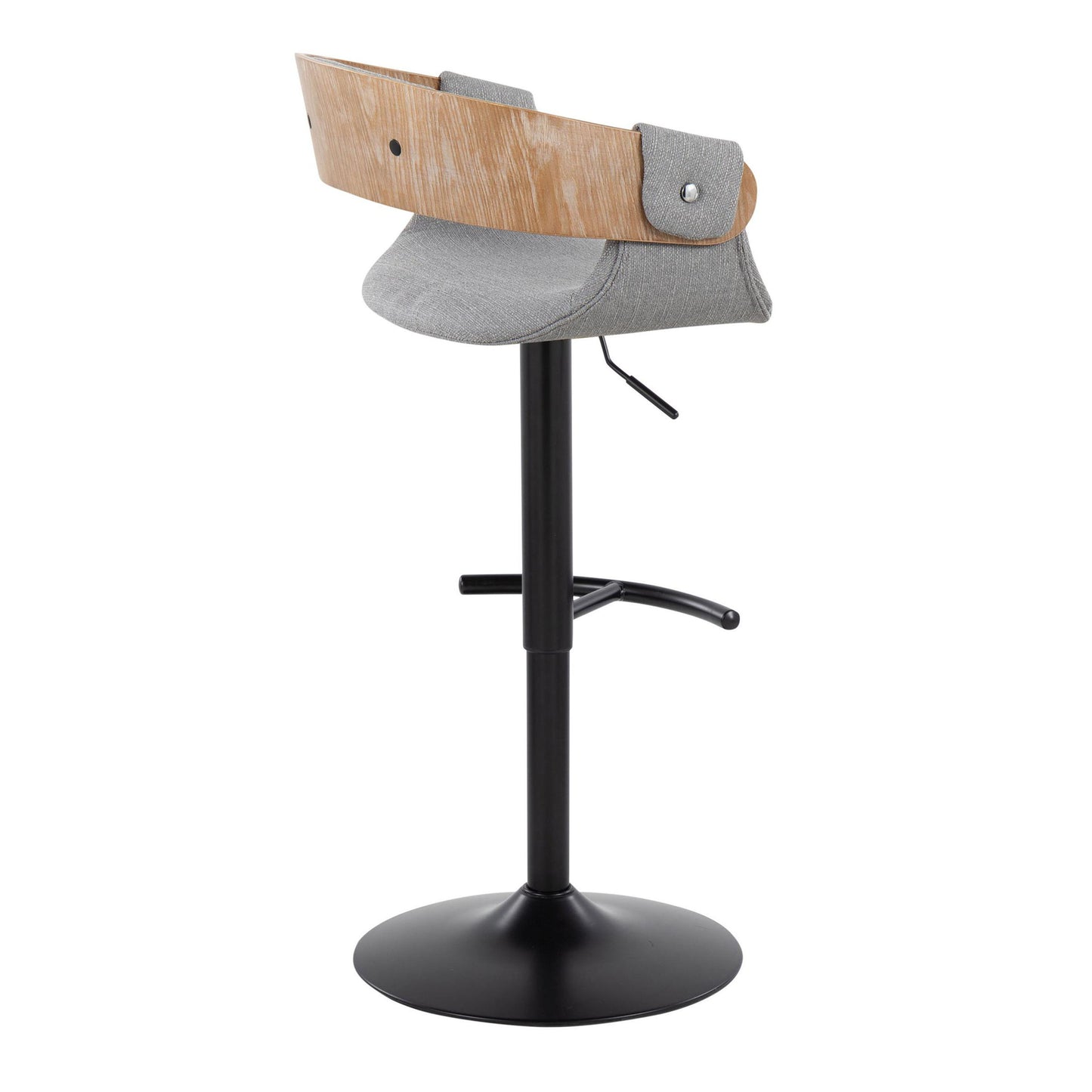 Elisa - Mid-Century Modern Adjustable Barstool With Swivel With Rounded T Footrest (Set of 2) - Black / Whitewashed / Gray