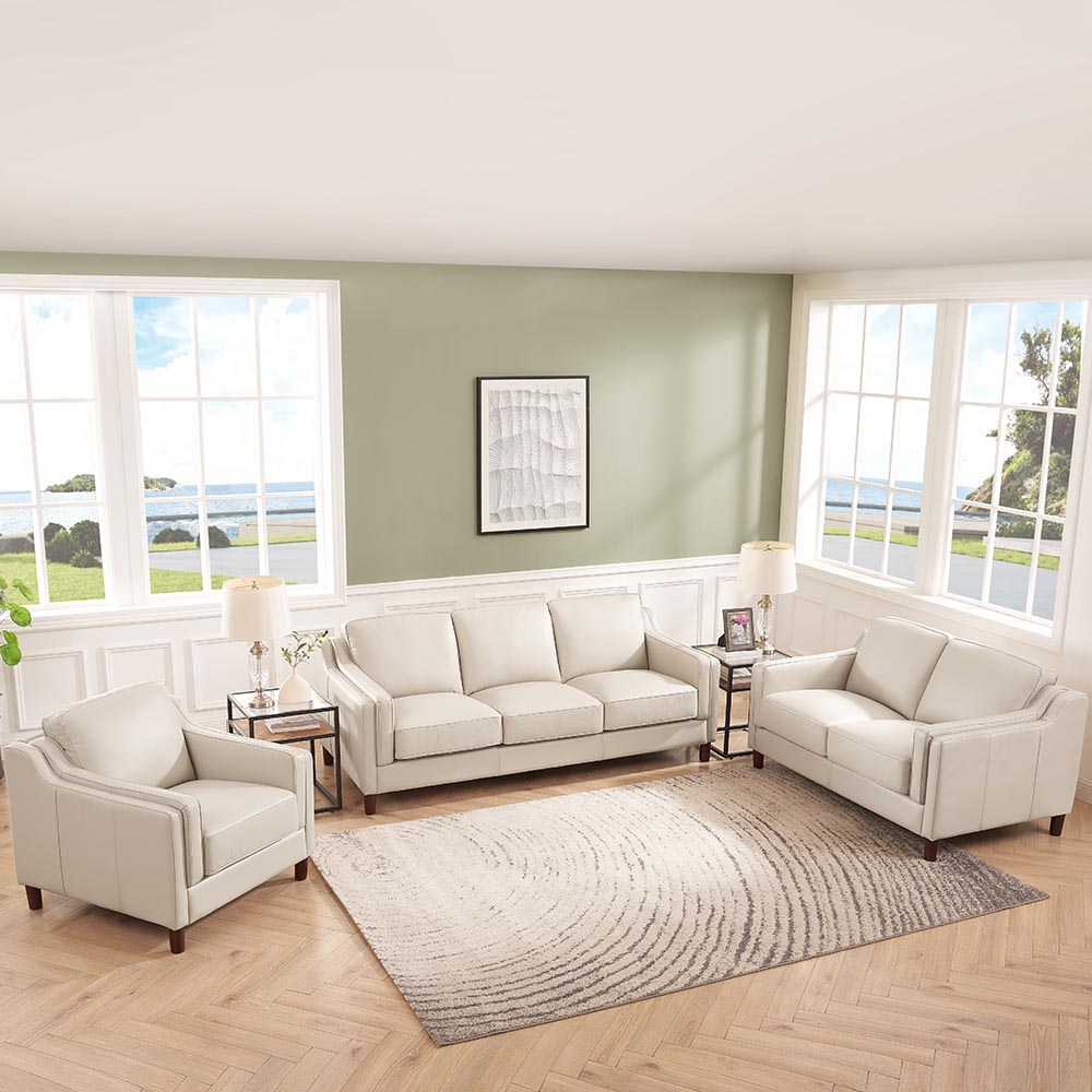 Bella - Leather Sofa - Beige