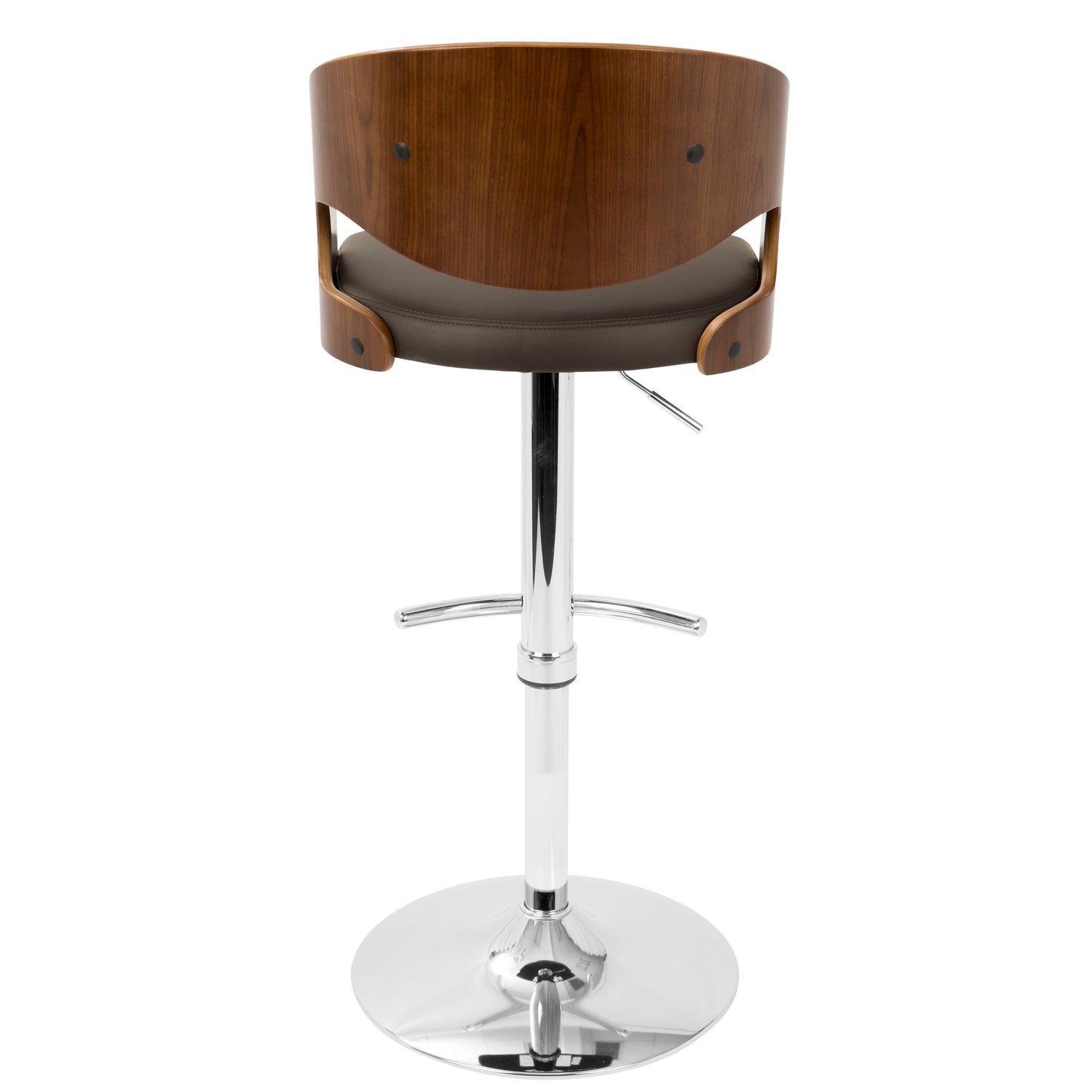 Pino - Mid-Century Modern Adjustable Barstool With Swivel - Walnut / Brown