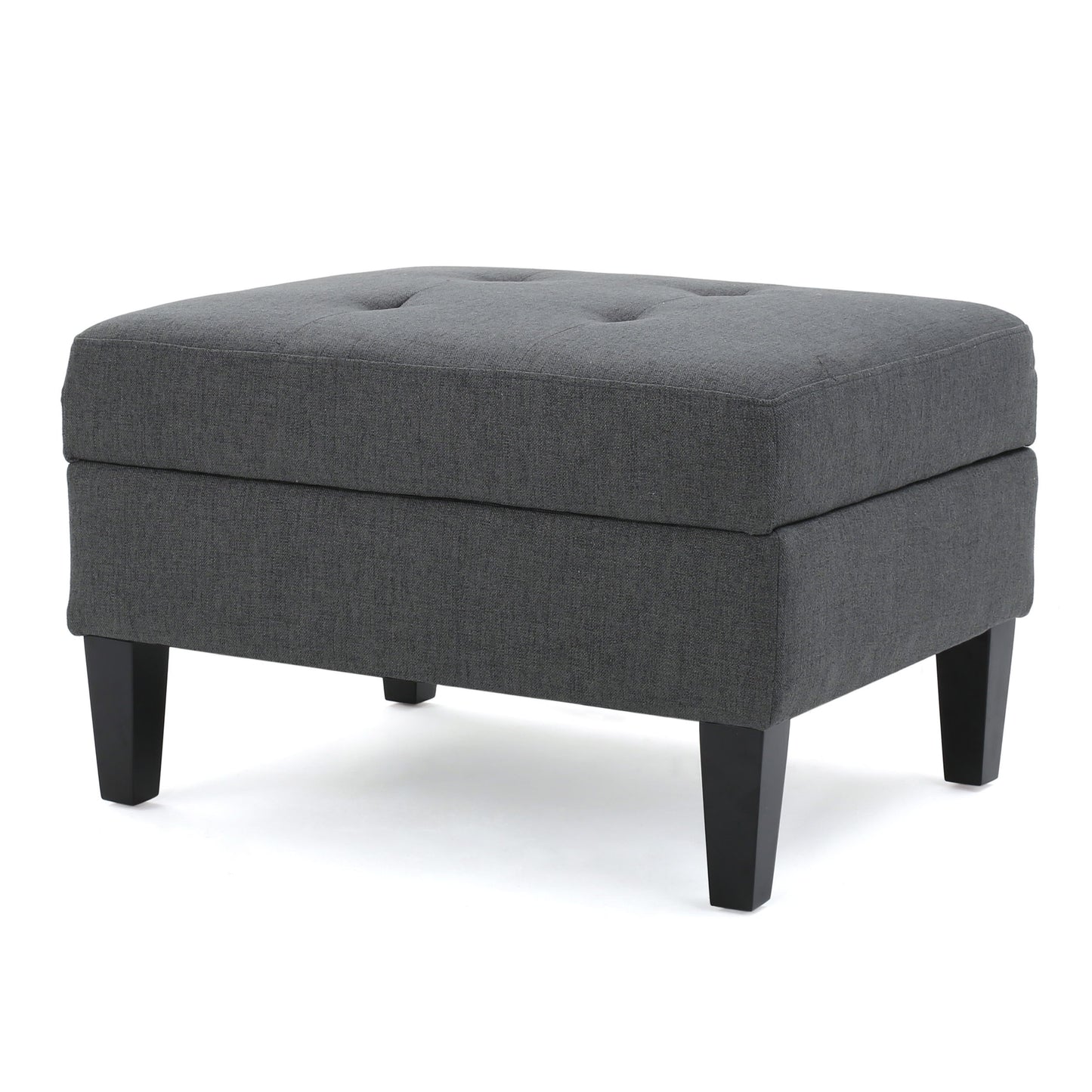 Contemporary Storage Ottoman With Tufted Waffle Stitching - Dark Gray