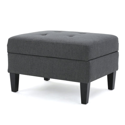 Contemporary Storage Ottoman With Tufted Waffle Stitching - Dark Gray