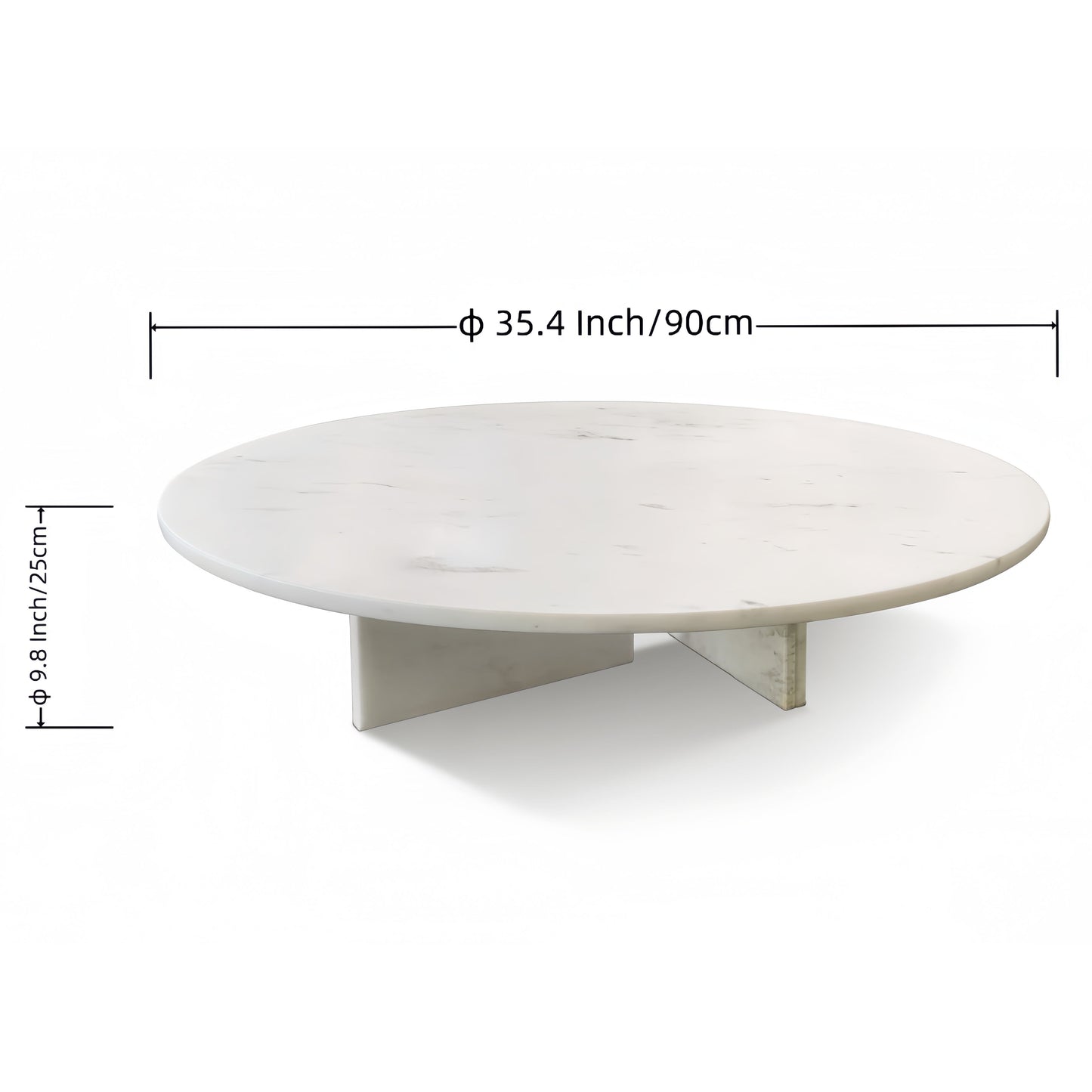 Snow Mountain Marble Coffee Table, Living Room Table, Unique Stone Design - White / Natural