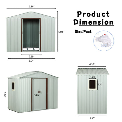 Ry-Sdyx56-Ww Outdoor Metal Storage Shed With Window - White