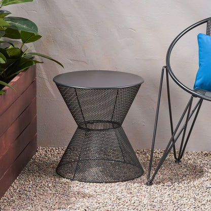 Nevada - Outdoor Side Table With Breezy Mesh Look - Matte Black