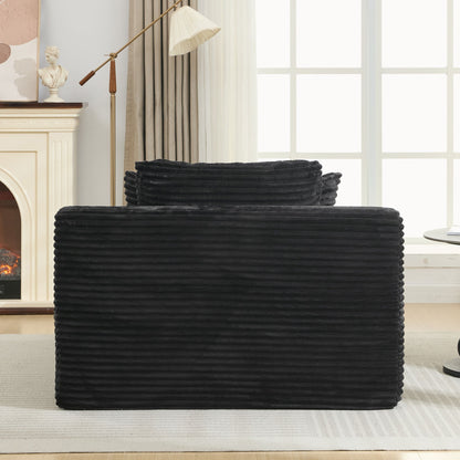 Modern Corduroy Chaise Lounge Sofa Bed With Removable Pillows, Upholstered Sleeper Sofa - Black