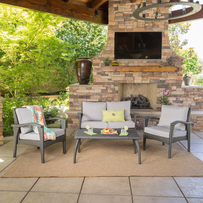 Honolulu - Modern 4 Pieces Wicker Seating Set - Gray