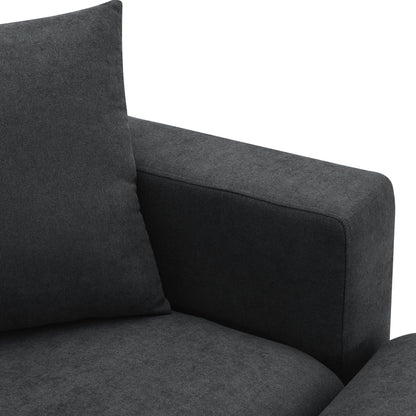 Modern Sectional Sofa, L-Shaped Couch Set With 2 Free Pillows, 4 Seat Polyester Fabric Couch Set With Convertible Ottoman - Black