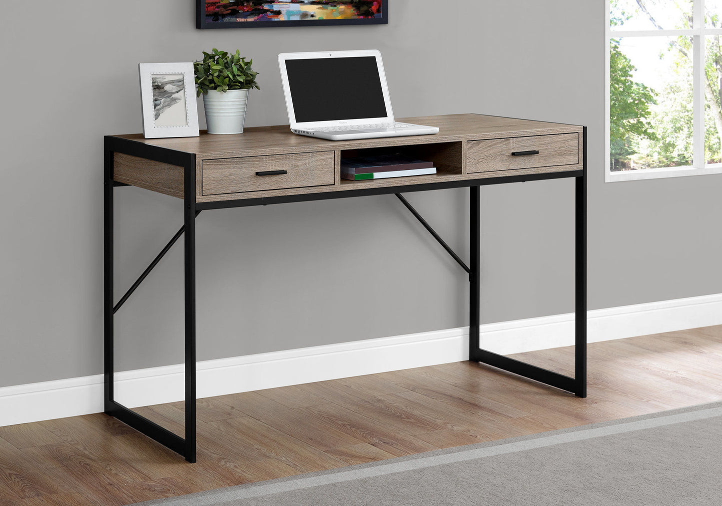 Computer Desk For Home Office, Laptop, Storage Drawers, Contemporary - Taupe