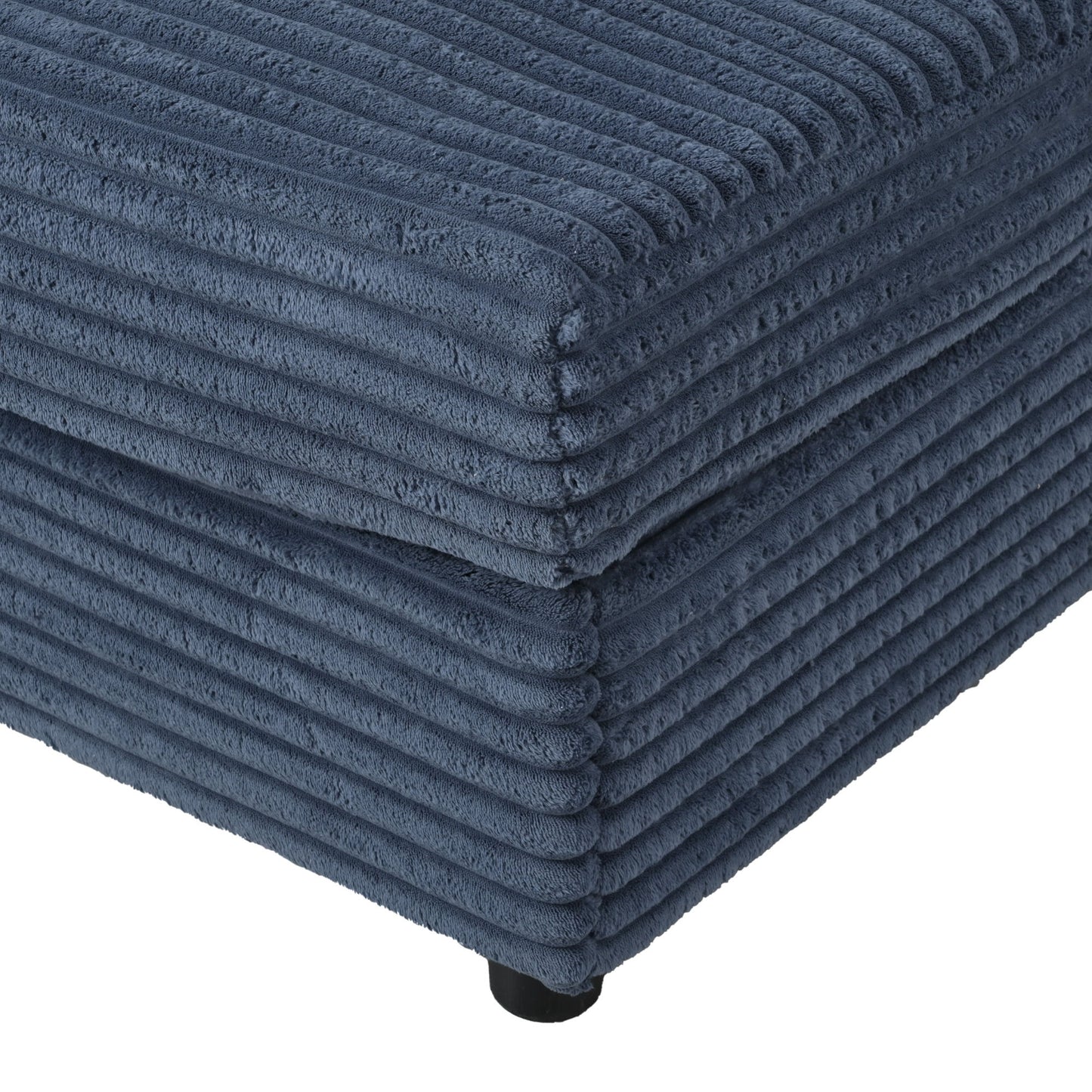 Oversized Loveseat Chaise Lounge Sectional Sofa Bed Corduroy Sleeper Sofa With 2 USB Ports, 2 Cup Holders And 2 Throw Pillows For Living Room And Bedroom - Blue